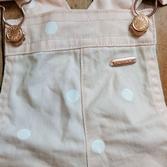 Tahari overalls outfit 3T pink new polka dot overalls pink shirt headband spring - Picture 10 of 15